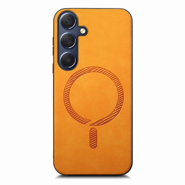 

For Samsung Galaxy S24+ 5G Solid Color Retro Magsafe PU Back Cover Phone Case(Yellow)