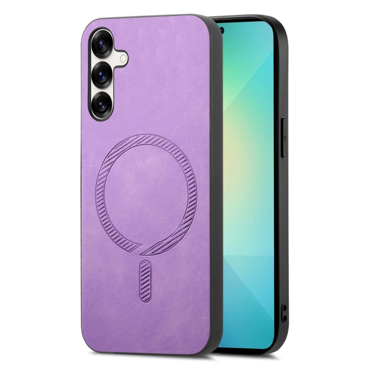 

For Samsung Galaxy S25+ 5G Solid Color Retro Magsafe PU Back Cover Phone Case(Purple)