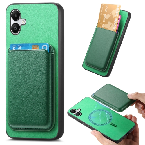 

For Samsung Galaxy A05 Retro Magsafe Card Bag PU Back Cover Phone Case(Green)