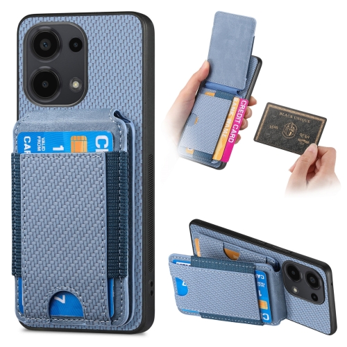 For Xiaomi Redmi Note 13 Pro 4G Carbon Fiber Vertical Flip Wallet Stand Phone Case(Blue)
