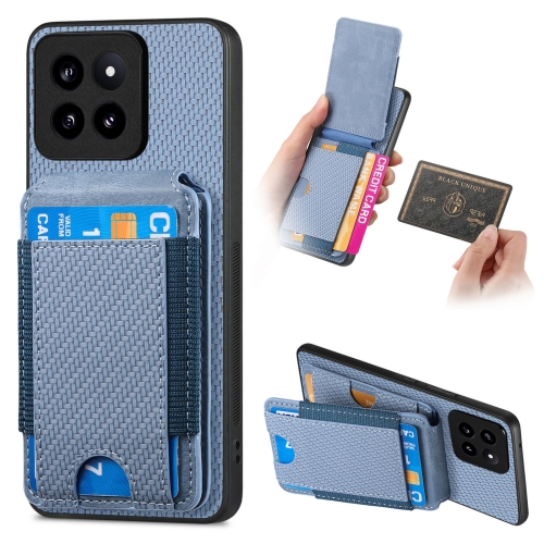 

For Xiaomi 14 Carbon Fiber Vertical Flip Wallet Stand Phone Case(Blue)