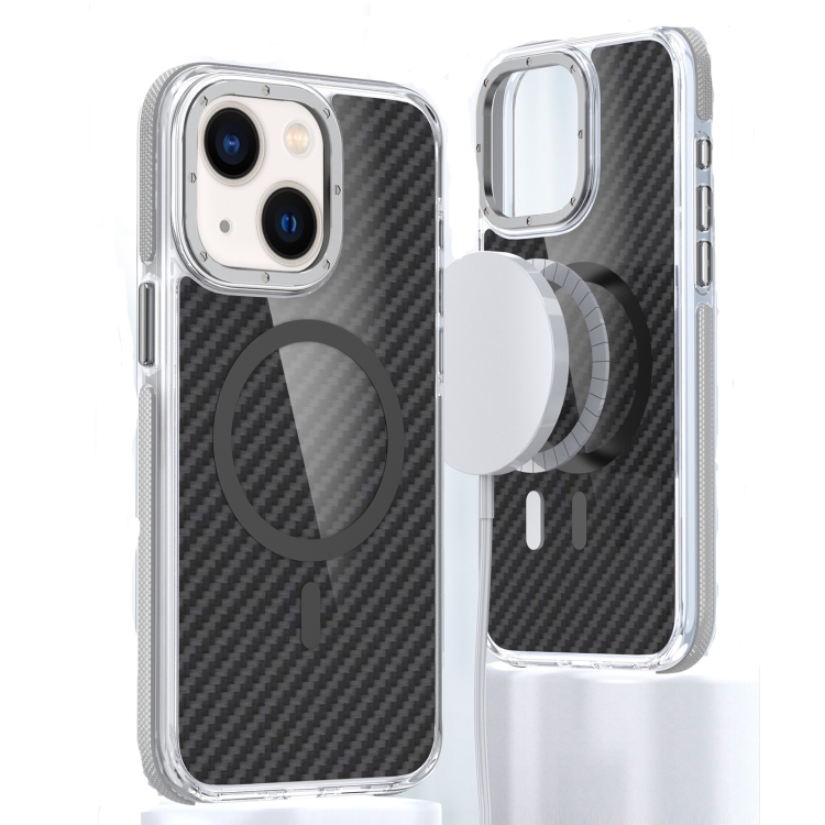

For iPhone 13 Magsafe Dual-Color Carbon Fiber Phone Case(Grey)