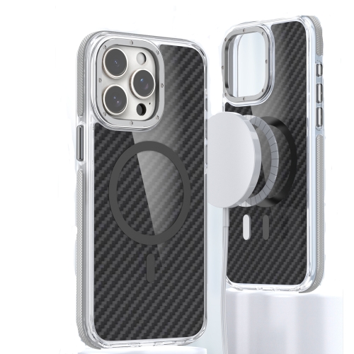 

For iPhone 12 Pro Max Magsafe Dual-Color Carbon Fiber Phone Case(Grey)