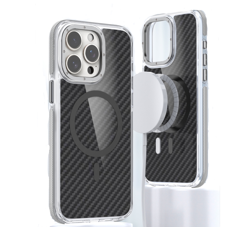 

For iPhone 12 Pro Magsafe Dual-Color Carbon Fiber Phone Case(Grey)