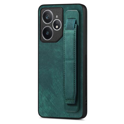 

For Realme Neo7 Retro Wristband Holder Leather Back Phone Case(Green)