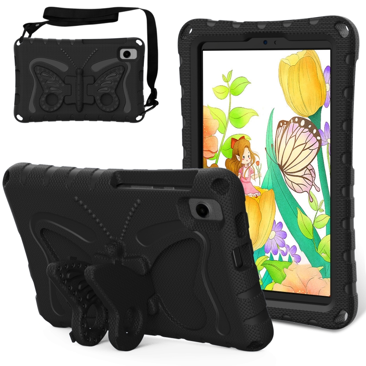 

For Samsung Galaxy Tab A7 Lite T220 Butterfly Bracket EVA Shockproof Tablet Case(Black)
