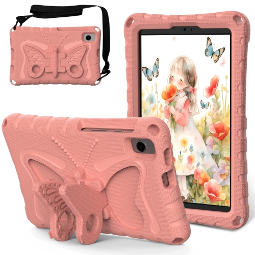 

For Samsung Galaxy Tab A9 X110 Butterfly Bracket EVA Shockproof Tablet Case(Pink Orange)