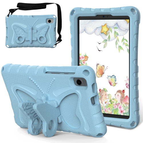 

For Samsung Galaxy Tab A9 X110 Butterfly Bracket EVA Shockproof Tablet Case(Light Blue)