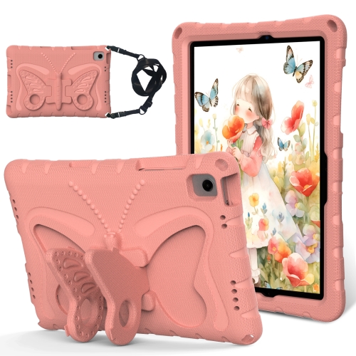 For Samsung Galaxy Tab A9+ X210/X216 Butterfly Bracket EVA Shockproof Tablet Case(Pink Orange)