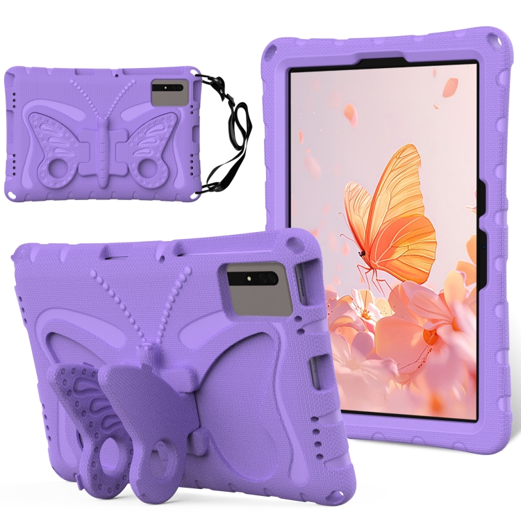 

For Samsung Galaxy Tab S9 FE X510 Butterfly Bracket EVA Shockproof Tablet Case(Light Purple)