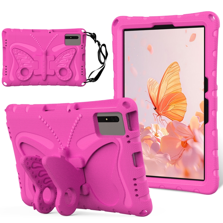 

For Samsung Galaxy Tab S9 FE X510 Butterfly Bracket EVA Shockproof Tablet Case(Rose Red)