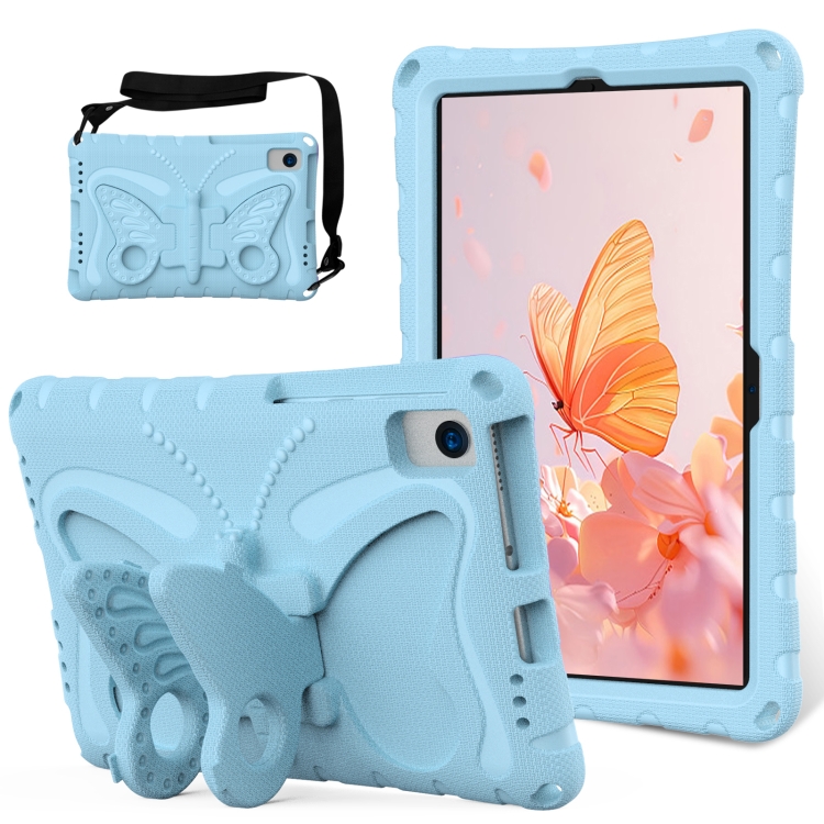 

For Samsung Galaxy Tab S6 Lite 10.4 P610 Butterfly Bracket EVA Shockproof Tablet Case(Light Blue)