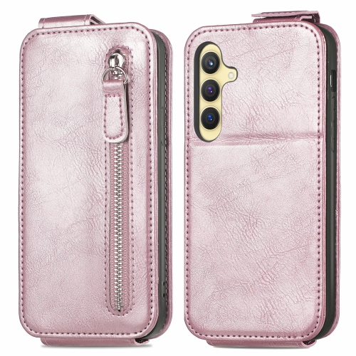 

For Samsung Galaxy S24+ 5G Zipper Wallet Vertical Flip Leather Phone Case(Pink)