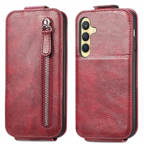 

For Samsung Galaxy S24 5G Zipper Wallet Vertical Flip Leather Phone Case(Red)