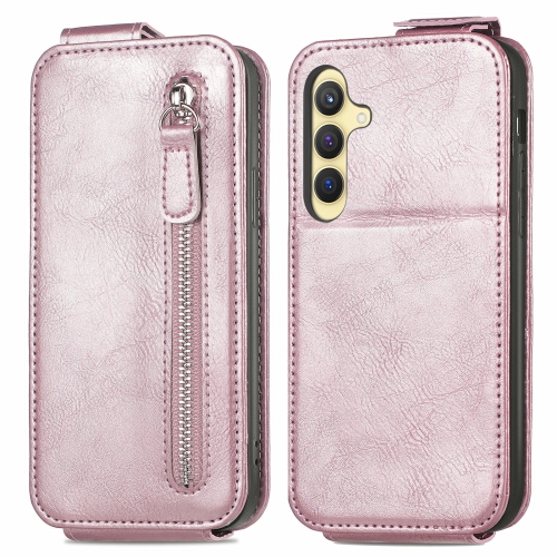 

For Samsung Galaxy S24 5G Zipper Wallet Vertical Flip Leather Phone Case(Pink)