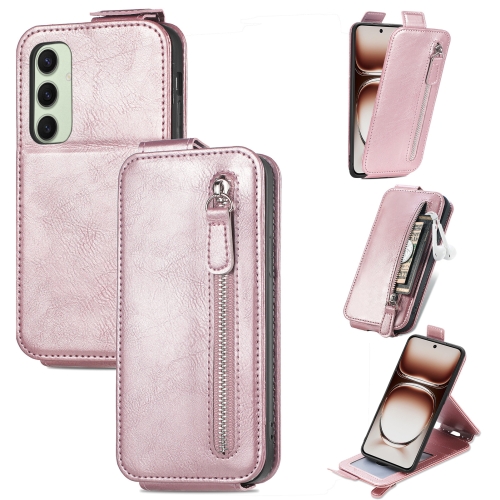 

For Samsung Galaxy S24 FE 5G Zipper Wallet Vertical Flip Leather Phone Case(Pink)