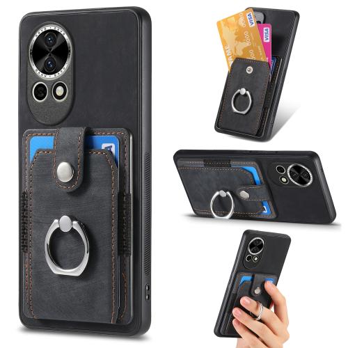 

For Huawei Nova 13 Pro Retro Skin-feel Ring Card Wallet Phone Case(Black)