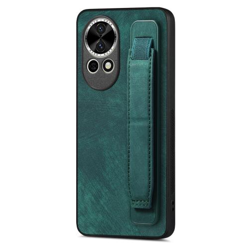 

For Huawei Nova 13 Pro Retro Wristband Holder Leather Back Phone Case(Green)