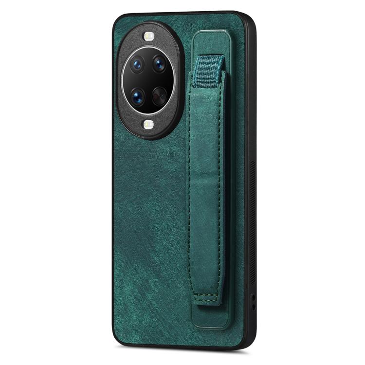

For Huawei nova 14 Ultra Retro Wristband Holder Leather Back Phone Case(Green)