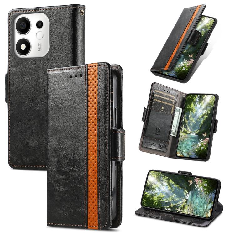 For Honor 600 Smart 5G CaseNeo Splicing Dual Magnetic Buckle Leather Phone Case(Black)