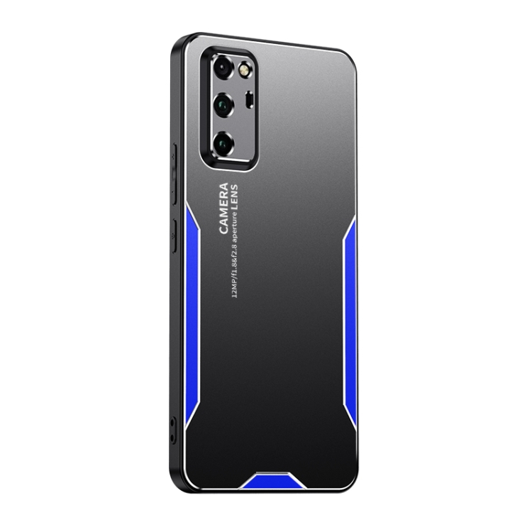 

For Honor V30 Pro Blade Series TPU Hybrid Metal Phone Case(Blue)