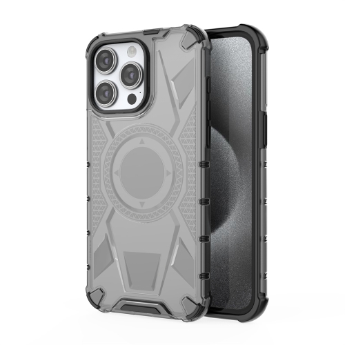 

For iPhone 15 Pro Max Armor Holder PC Hybrid TPU Phone Case(Black)