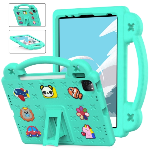 

For iPad Pro 11 2024 Handle Kickstand Children EVA Shockproof Tablet Case(Mint Green)