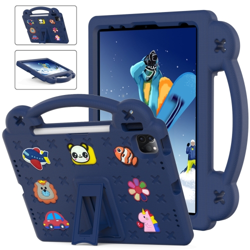 

For iPad Pro 11 2024 Handle Kickstand Children EVA Shockproof Tablet Case(Navy Blue)