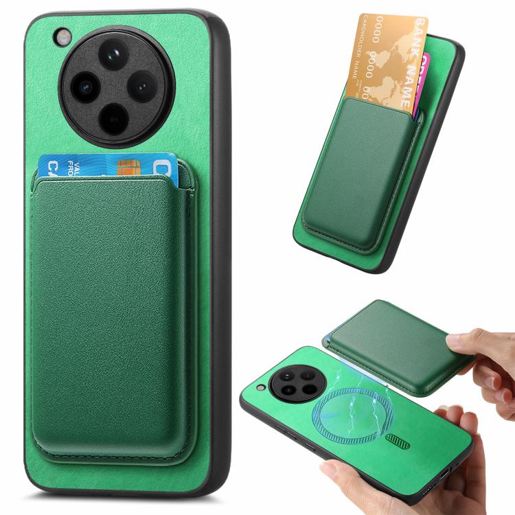 

FOr OPPO Find X8 Pro Retro Magsafe Card Bag PU Back Cover Phone Case(Green)