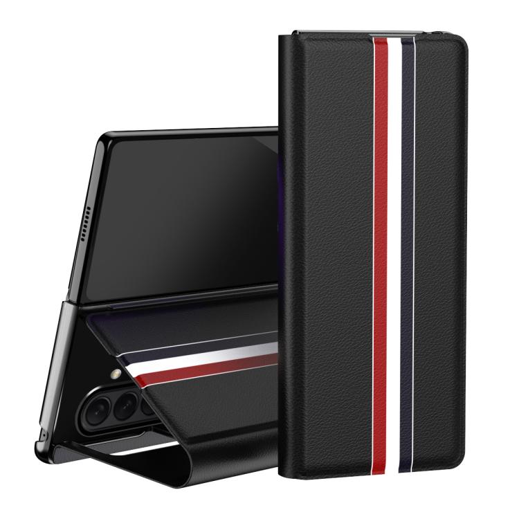 

For Samsung Galaxy Z Fold7 5G Litchi Texture PU Back Phone Case with Holder(Black)