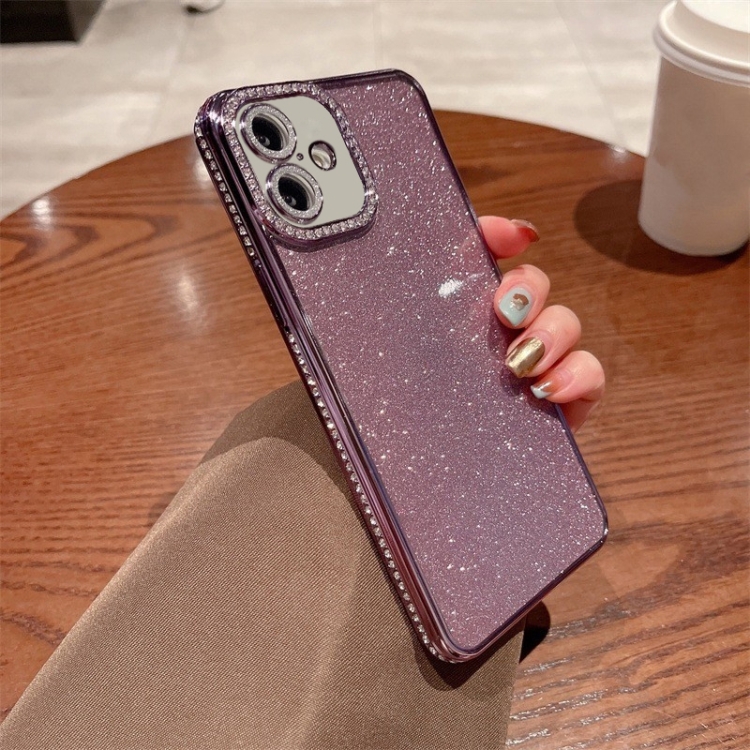 

For iPhone 16 Diamond Glitter TPU Phone Case(Purple)