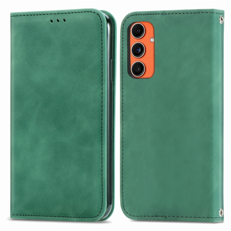 

For Samsung Galaxy C55 Retro Skin Feel Magnetic Leather Phone Case(Green)