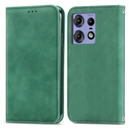 For Motorola Moto Edge 50 Ultra Retro Skin Feel Magnetic Flip Leather Phone Case(Green)