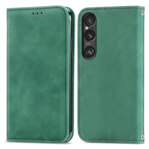 

For Sony Xperia 10 VI Retro Skin Feel Magnetic Leather Phone Case(Green)