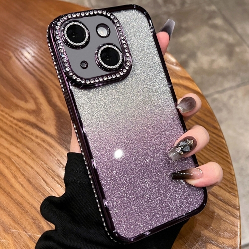 

For iPhone 15 Diamond Gradient Glitter TPU Phone Case(Gradient Purple)