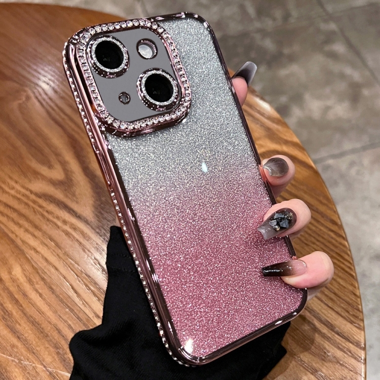 

For iPhone 14 Plus Diamond Gradient Glitter TPU Phone Case(Gradient Pink)