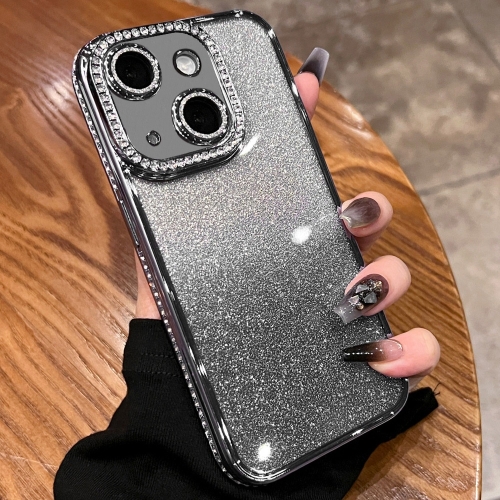 

For iPhone 14 Plus Diamond Gradient Glitter TPU Phone Case(Gradient Black)