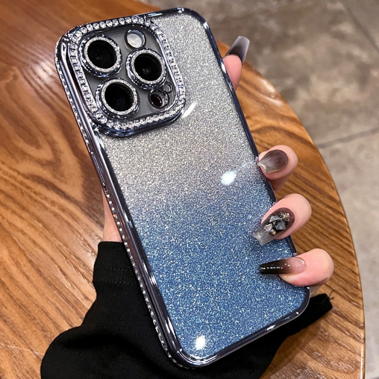 

For iPhone 14 Pro Max Diamond Gradient Glitter TPU Phone Case(Gradient Blue)