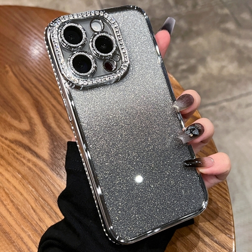 

For iPhone 12 Diamond Gradient Glitter TPU Phone Case(Gradient Silver)