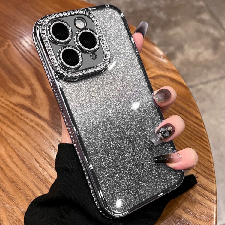 

For iPhone 11 Pro Max Diamond Gradient Glitter TPU Phone Case(Gradient Black)