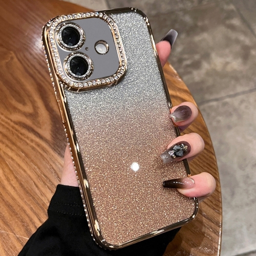 

For iPhone 16 Diamond Gradient Glitter TPU Phone Case(Gradient Gold)