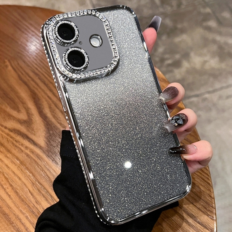 

For iPhone 16 Plus Diamond Gradient Glitter TPU Phone Case(Gradient Silver)