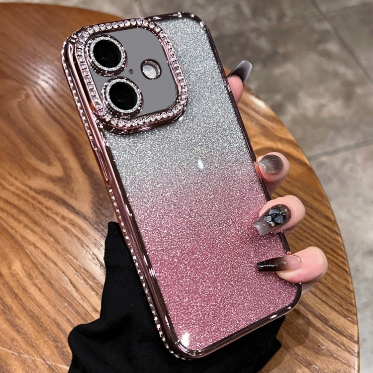 

For iPhone 16 Plus Diamond Gradient Glitter TPU Phone Case(Gradient Pink)