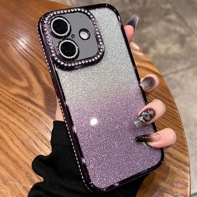 

For iPhone 16 Plus Diamond Gradient Glitter TPU Phone Case(Gradient Purple)