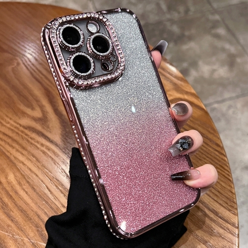 

For iPhone 16 Pro Diamond Gradient Glitter TPU Phone Case(Gradient Pink)