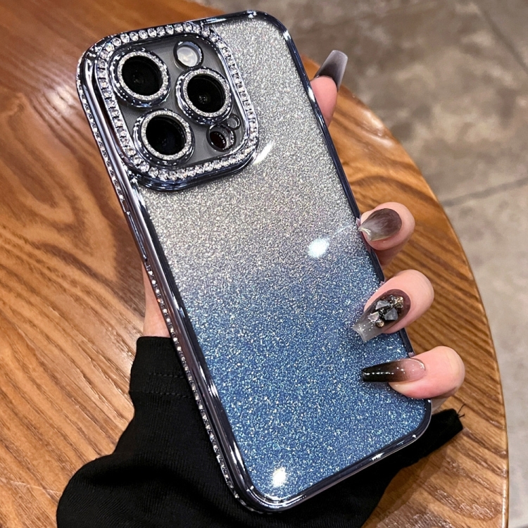 

For iPhone 16 Pro Diamond Gradient Glitter TPU Phone Case(Gradient Blue)