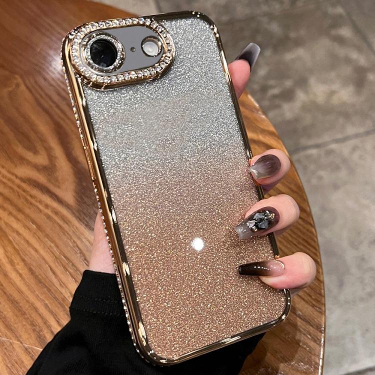 

For iPhone 16e Diamond Gradient Glitter TPU Phone Case(Gradient Gold)