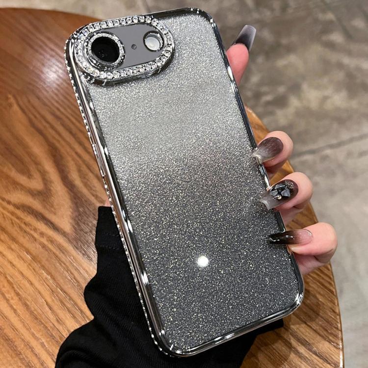 

For iPhone 16e Diamond Gradient Glitter TPU Phone Case(Gradient Silver)