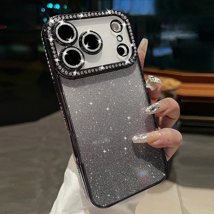 

For iPhone 17 Pro Diamond Gradient Glitter TPU Phone Case(Gradient Black)