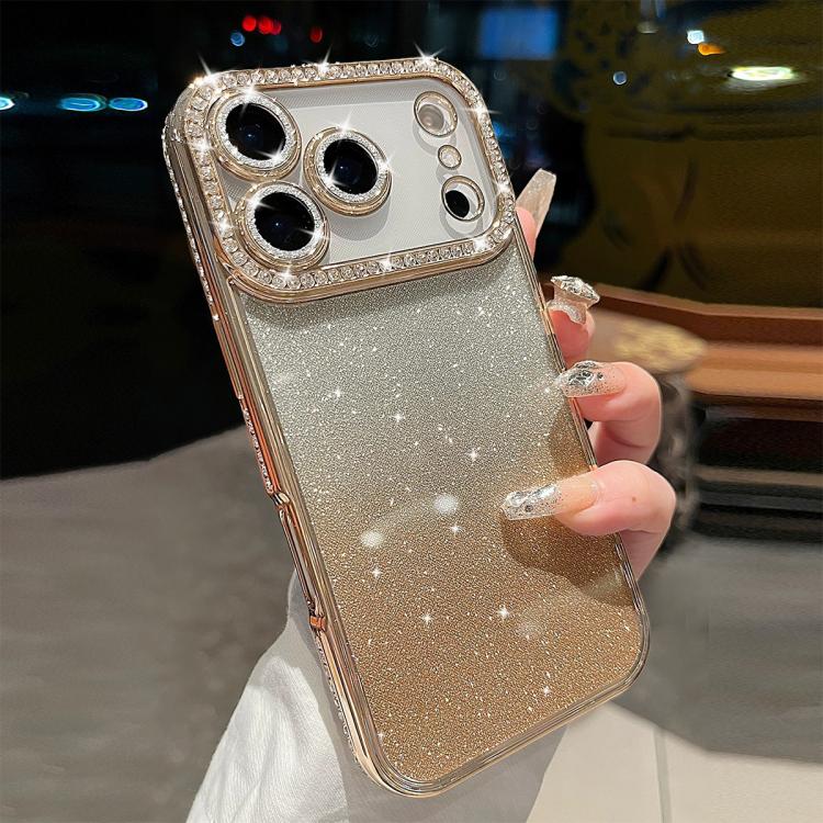

For iPhone 17 Pro Max Diamond Gradient Glitter TPU Phone Case(Gradient Gold)